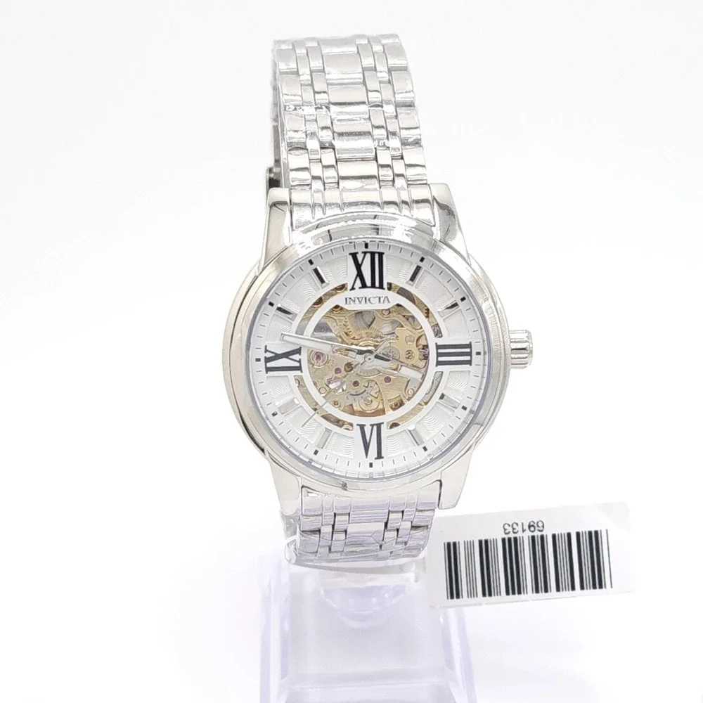 Invicta Objet D Art 69133 Men's Automatic Skeleton Silver Watch 41mm New